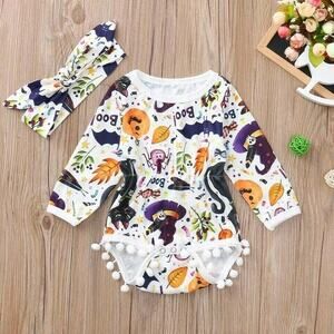 Los Angeles Boutique Long Sleeve Halloween Fall Bodysuit Romper Outfit Set 18-24